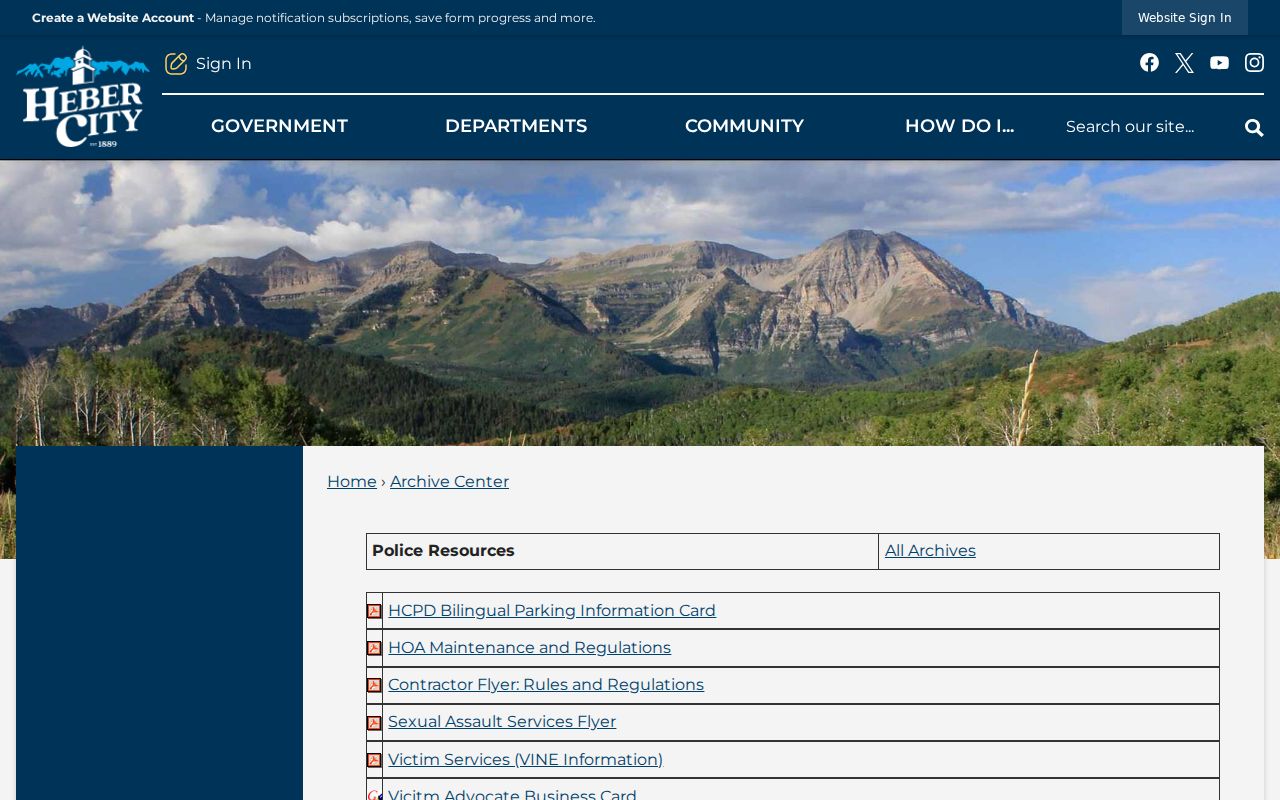 Heber Police resources and records forms page