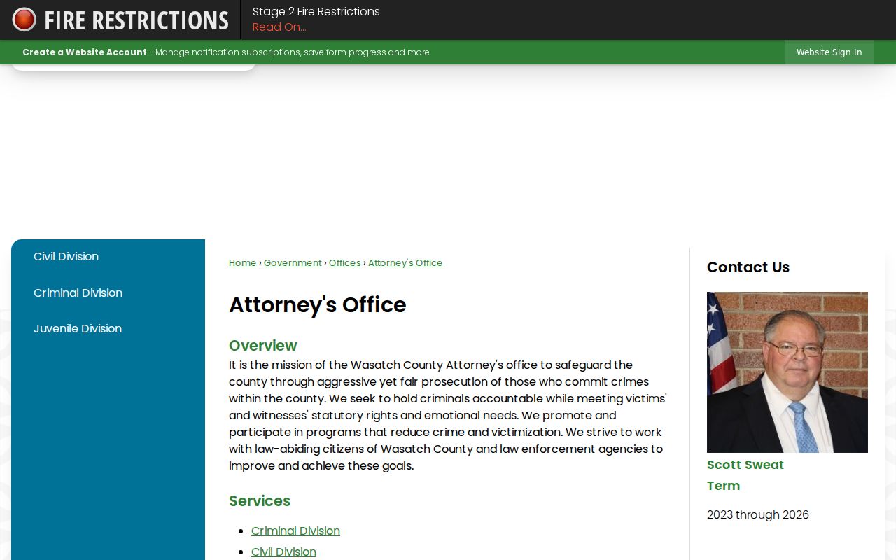 Wasatch County criminal court locations listed by the County Attorney