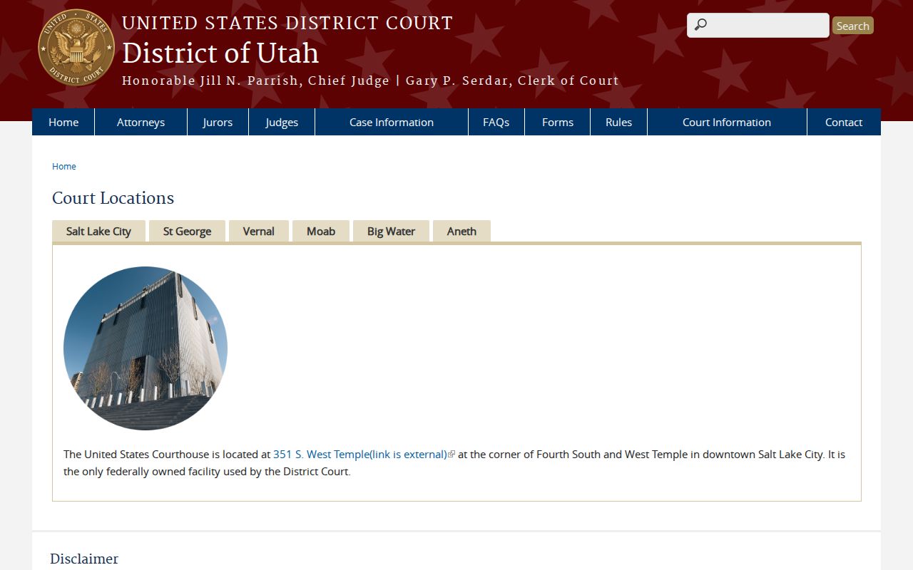 Federal criminal court location layer for Wasatch County cases