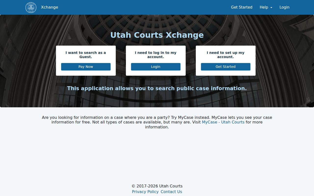 Wasatch County criminal case search controls in Utah Courts Xchange